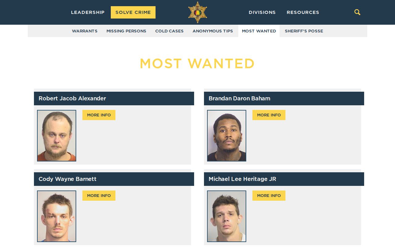 Tuscaloosa County official Most Wanted page