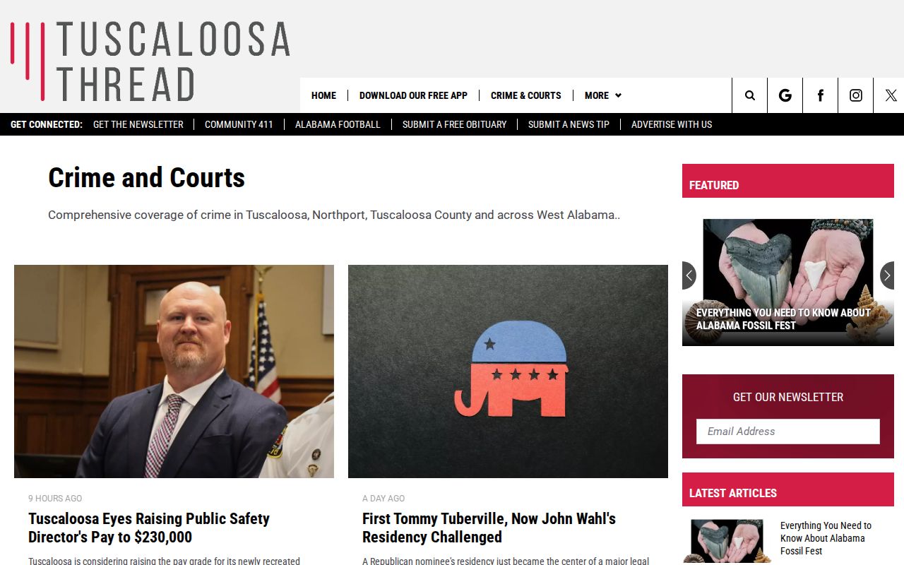 Tuscaloosa Thread local crime section with selected arrest stories